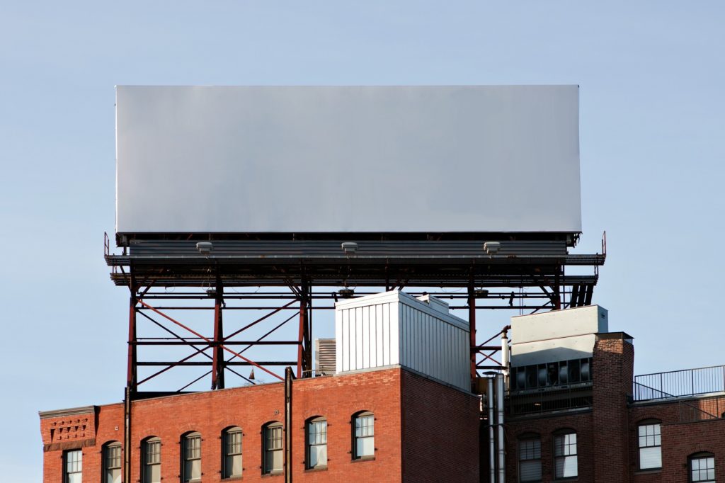 A large blank urban billboard with copy space ready for your design or mock up text