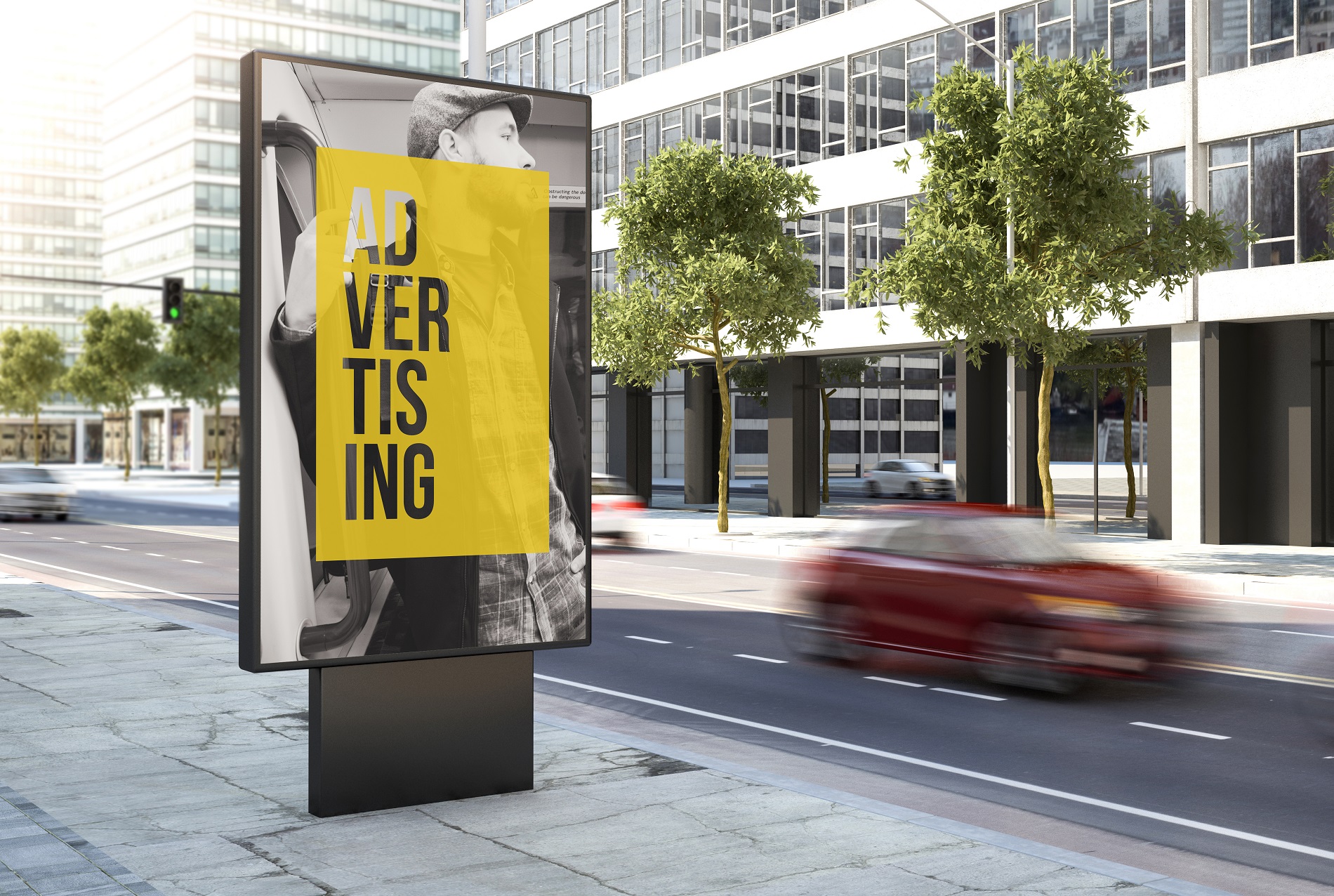 3d rendering advertising poster on the city