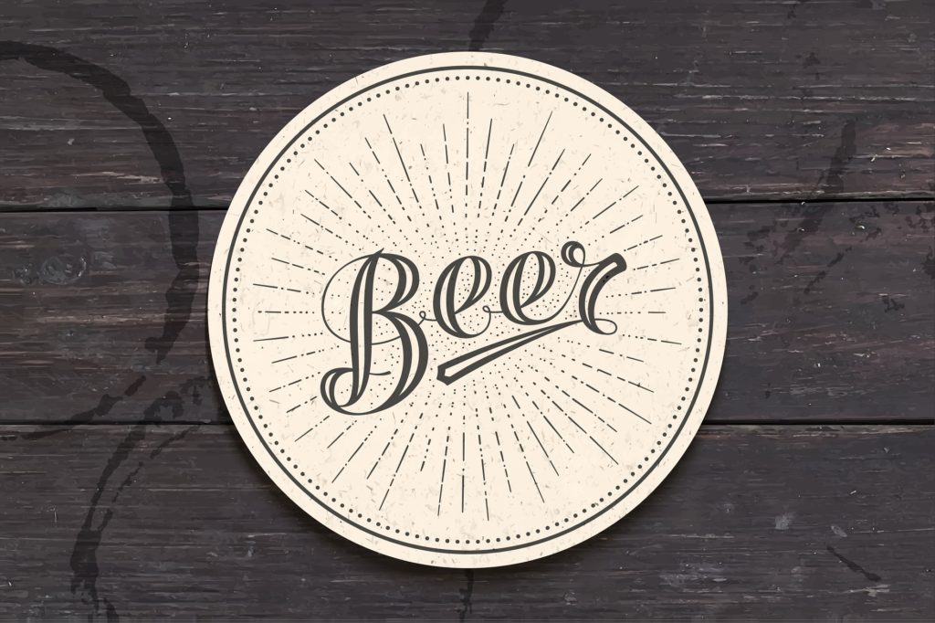 Coaster for beer with hand-drawn lettering Beer