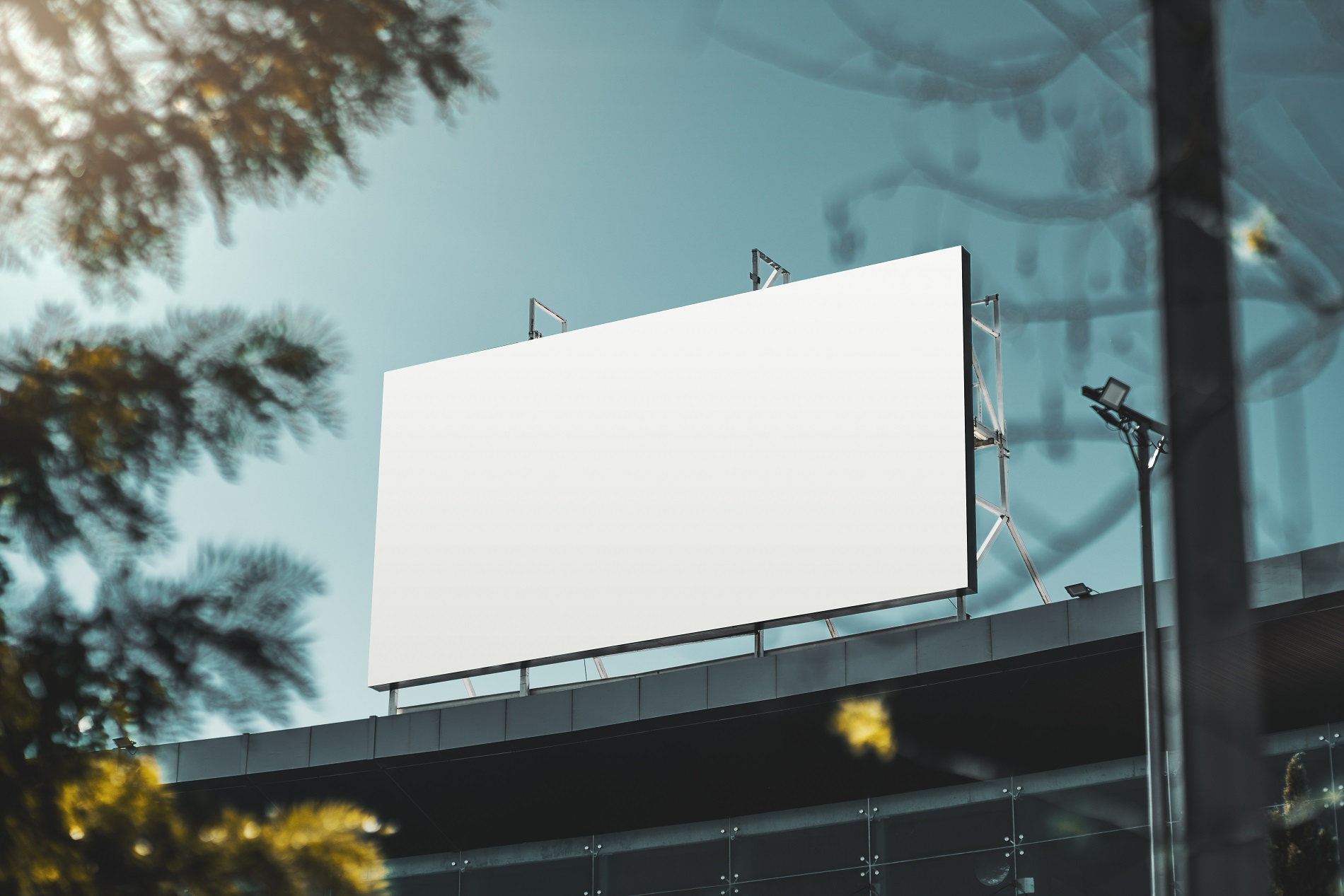 white template placeholder of Dallas billboard on Texas rooftop