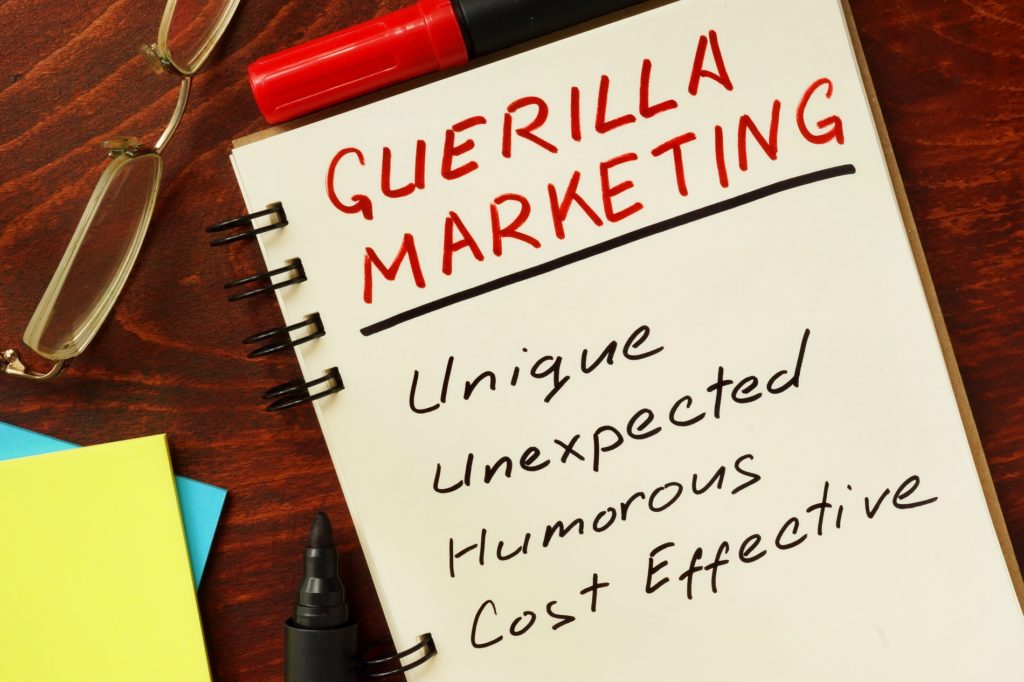 Notepad with guerilla marketing characteristics