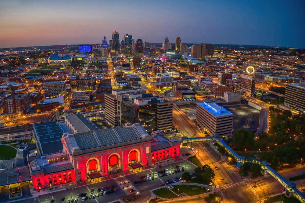 Kansas City at night lit up