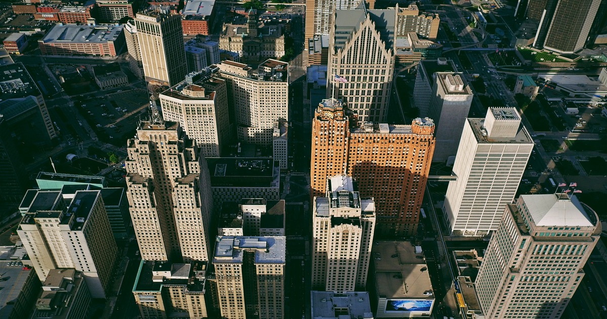 Aerial View of Downtown Dallas at Dusk