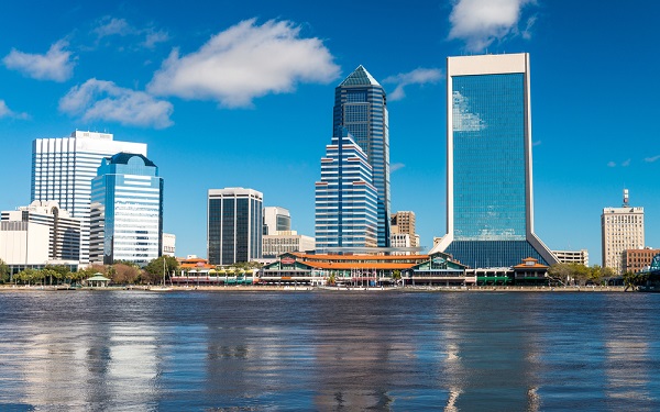 Skyline,Of,Jacksonville,Against,The,Sky,,Florida.