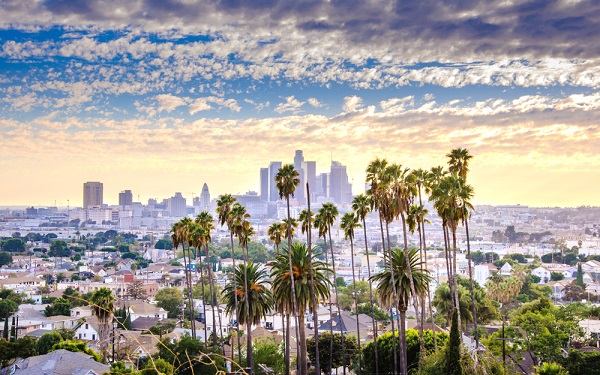 Los,Angeles,,California,,Usa,Downtown,Cityscape,At,Sunset